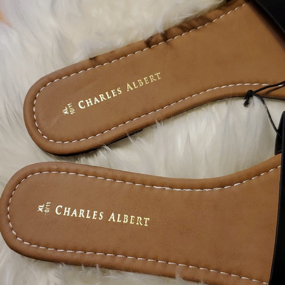 NWT Charles Albert Carrie Black Sandals - XL 10/11 - Picture 2 of 6